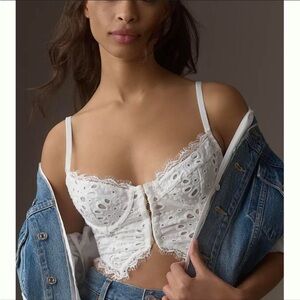 Anthropologie White Eyelet Lace Bralette